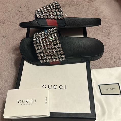 fake gucci rhinestone slides|gucci slides counterfeit.